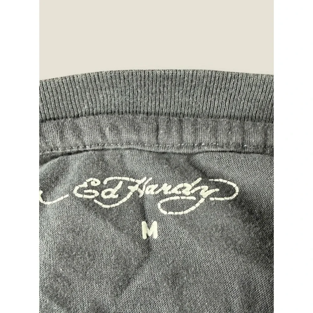 Ed Hardy Mens T-Shirt M Gray Flaming Panther Tattoo Graphic Hardy 78 EHMD1100-34